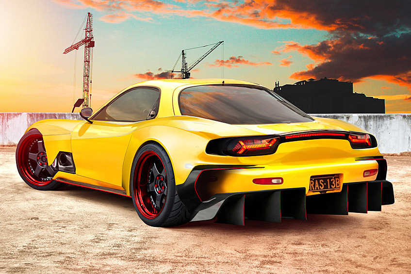 Mazda RX-7 FD3S Vulcan widebody. Автор утверждает, что на эту работу его вдохновил Aston Martin Vulcan