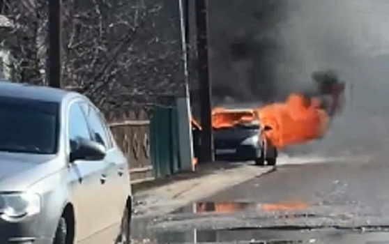 «Полыхнул на глазах»: в Волгоградской области в считанные минуты сгорел Ford Focus — видео