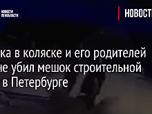 Ребенка в коляске и его родителей едва не убил мешок строительной смеси в Петербурге