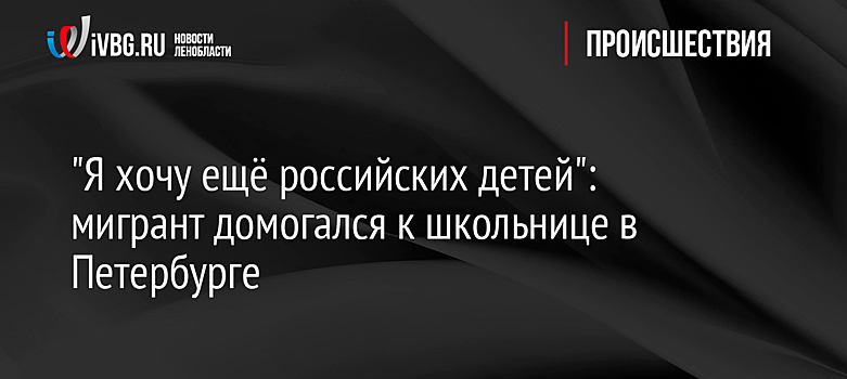 "Я хочу ещё российских детей": мигрант домогался к школьнице в Петербурге