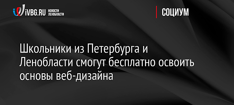 Школьники из Петербурга и Ленобласти смогут бесплатно освоить основы веб-дизайна