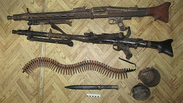 В Брянске транспортные полицейские изъяли у «чёрных копателей» арсенал оружия времён ВОВ