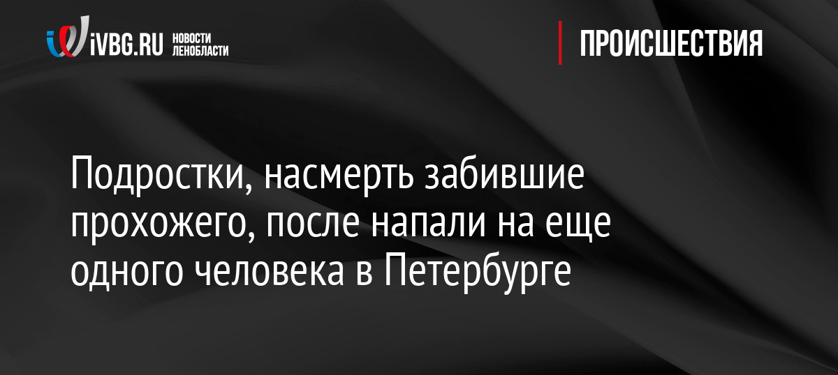 Подростки, насмерть забившие прохожего, после напали на еще одного человека в Петербурге