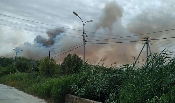 Юг Волгограда заволокло клубами дыма из-за полыхающей травы