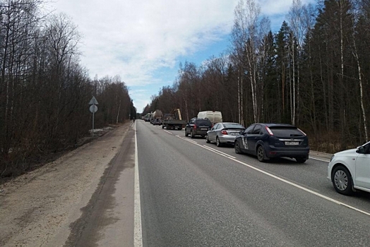 Сломавшийся на переезде поезд образовал длинную пробку в Сланцевском районе