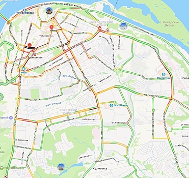 Гигантские пробки сковали центр Нижнего Новгорода вечером 8 октября