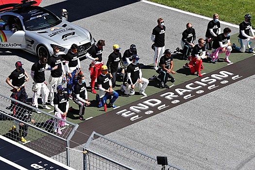 Шесть гонщиков Формулы-1 не встали на колено в рамках акции по борьбе с расизмом