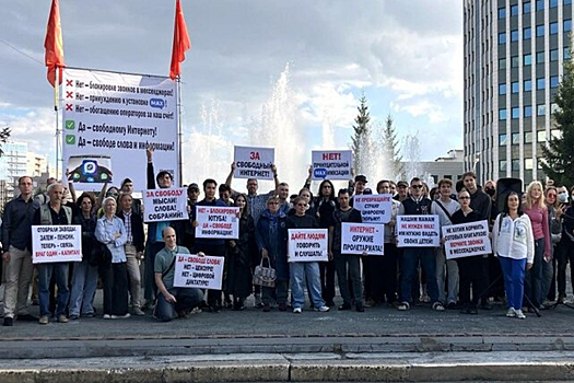 В Новосибирске прошел митинг против блокировки звонков в мессенджерах
