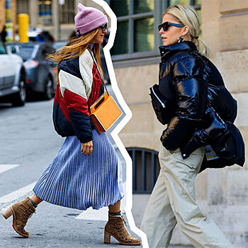 С чем носить пуховик: от мини-юбки до брючного костюма