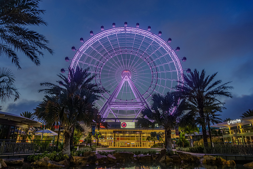 «Глаз Орландо», Орландо, Флорида, США. Высота — 122 м. Самое высокое колесо обозрения на восточном побережье Соединенных Штатов.
