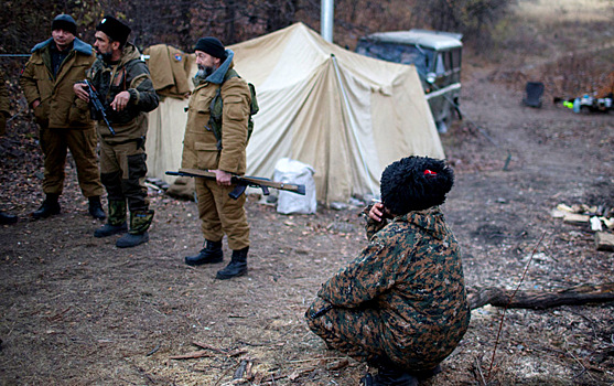 Взвод донских казаков бригады «Призрак» в Луганской области,  2014 г.