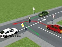 Изучаем ПДД. Какой автомобиль первым пересечет перекресток?