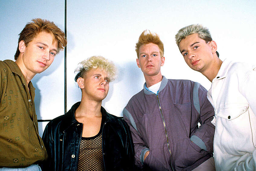 Участники группы Depeche Mode Алан Уайлдер, Мартин Гор, Энди Флетчер, Дэйв Гаан (слева направо), 1983 год