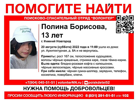 Девочка-подросток пропала в Нижнем Новгороде 20 августа