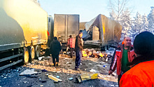Появилось видео с места столкновения семи грузовиков на трассе М-5 "Урал"