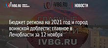 Бюджет региона на 2021 год и город воинской доблести: главное в Ленобласти за 12 ноября