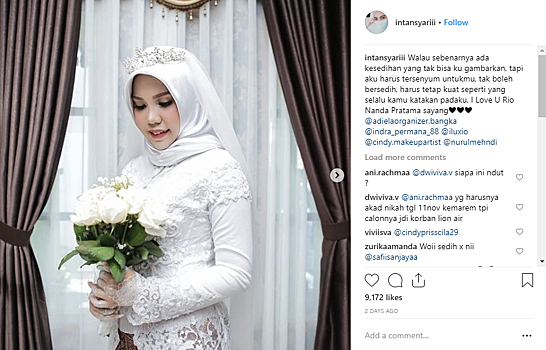 Невеста погибшего в авиакатастрофе индонезийца снялась в свадебном платье