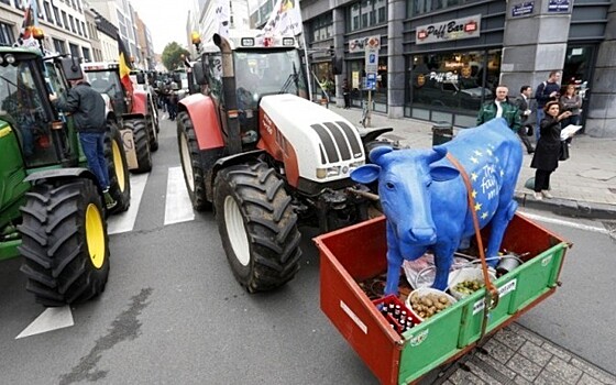 В Литве фермеры привели в Вильнюс колонну тракторов