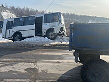 Под Новосибирском рейсовый автобус врезался в трактор