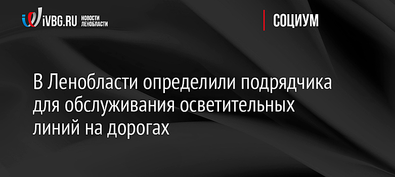 В Ленобласти определили подрядчика для обслуживания осветительных линий на дорогах