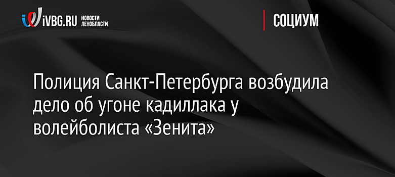 Полиция Санкт-Петербурга возбудила дело об угоне кадиллака у волейболиста «Зенита»