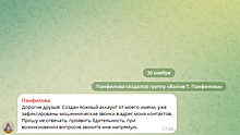 Глава гордумы Татьяна Панфилова сообщила о создании зеркального Telegram-аккаунта