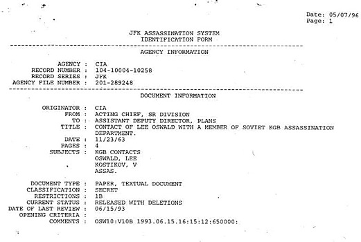 ЦРУ подозревало СССР в причастности к убийству Кеннеди