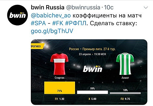 Бот с футбольной статистикой от bwin появился в Твиттере