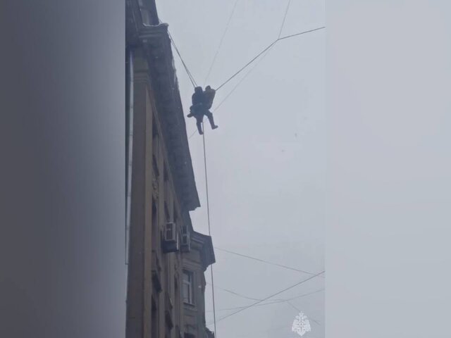 В Санкт-Петербурге спасли повисшего на проводах рабочего