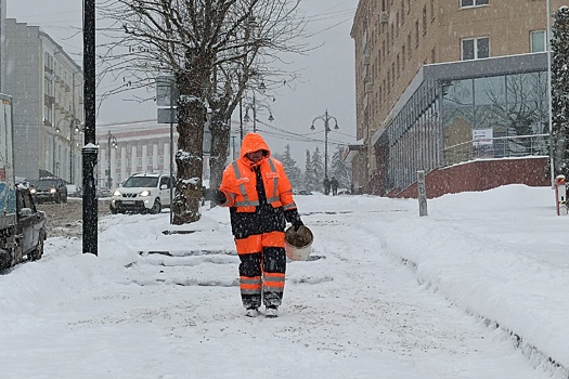 В Курске во дворах ежедневно убирают снег порядка 600 дворников