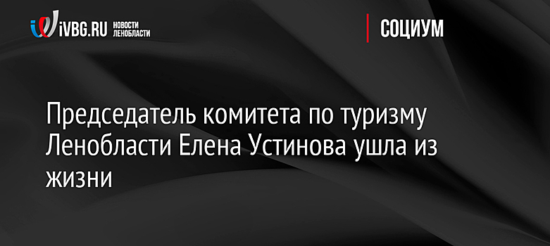 Председатель комитета по туризму Ленобласти Елена Устинова ушла из жизни