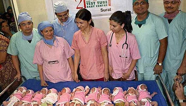 42-летняя жительница Индии за один раз родила 11 детей
