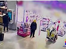 Бездомный украл чемодан и косметичку в российском аэропорту и попал на видео