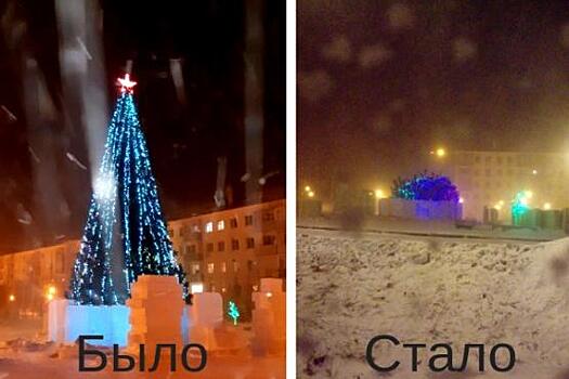 Новогоднюю елку в Харпе сломал сильный ветер