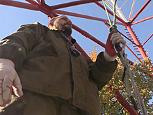 На телебашне в Воронеже начали монтаж гигантской гирлянды