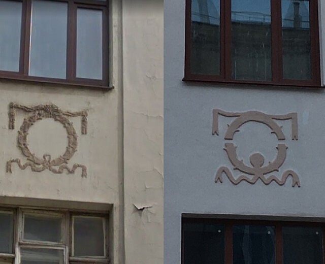 Жители Петроградки недовольны новым видом лепнины на фасаде здания