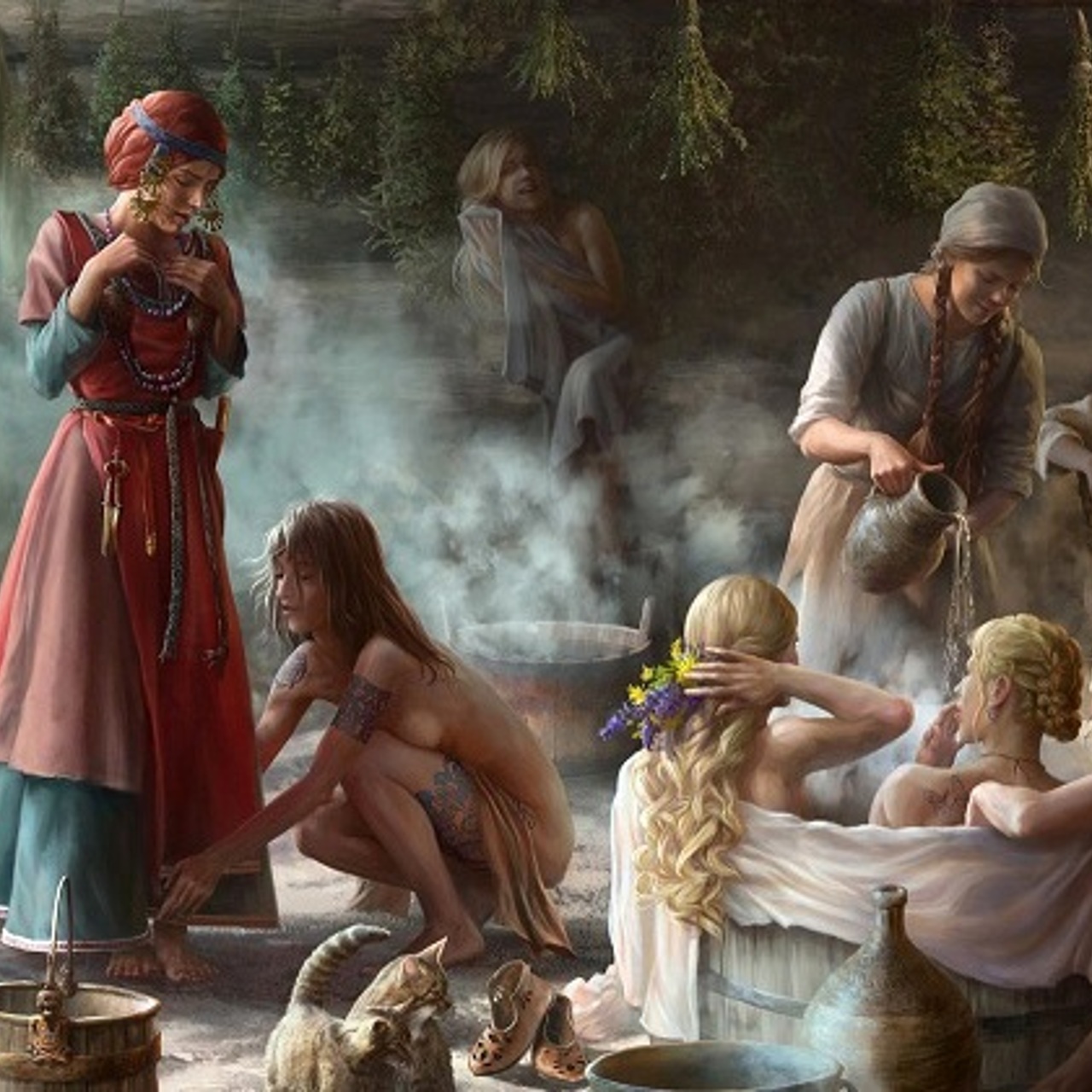 деревенские девушки в бане 