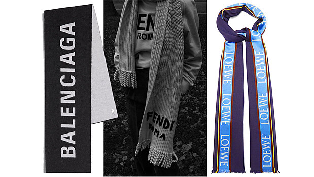 Этой зимой носите шарфы с логотипом любимого бренда — это все еще модно