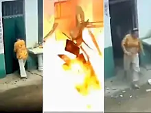 Пожилая китаянка уничтожила свою кухню и оказалась в эпицентре взрыва баллона с газом