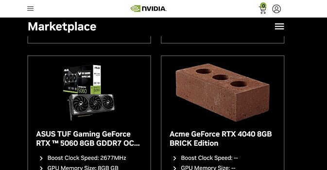 На сайте Nvidia появилась видеокарта-кирпич