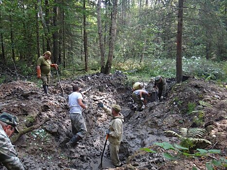 Поисковики нашли в болоте советский бомбардировщик и останки его экипажа