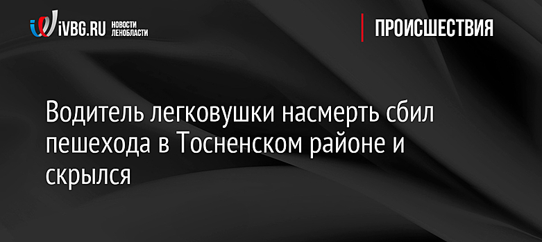 Водитель легковушки насмерть сбил пешехода в Тосненском районе и скрылся