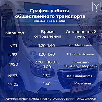Для саратовцев пустят дополнительные автобус в крещенскую ночь