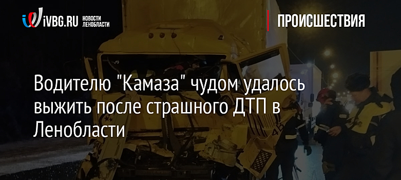 Водителю "Камаза" чудом удалось выжить после страшного ДТП в Ленобласти