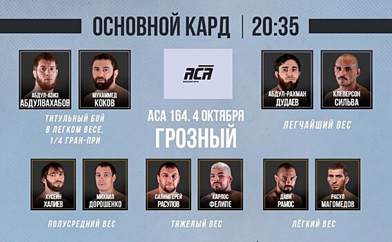 ACA 164: Абдулвахабов против Кокова и другие бои