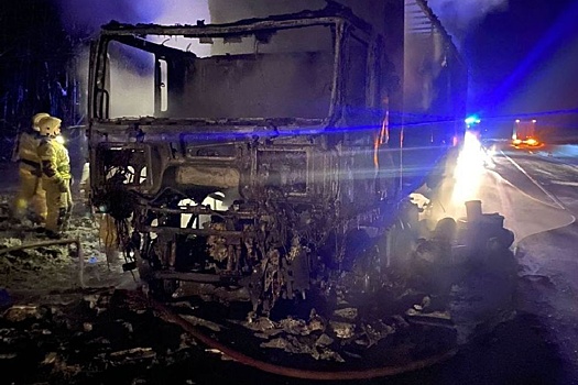 В Башкирии на трассе М-5 сгорела фура с товаром