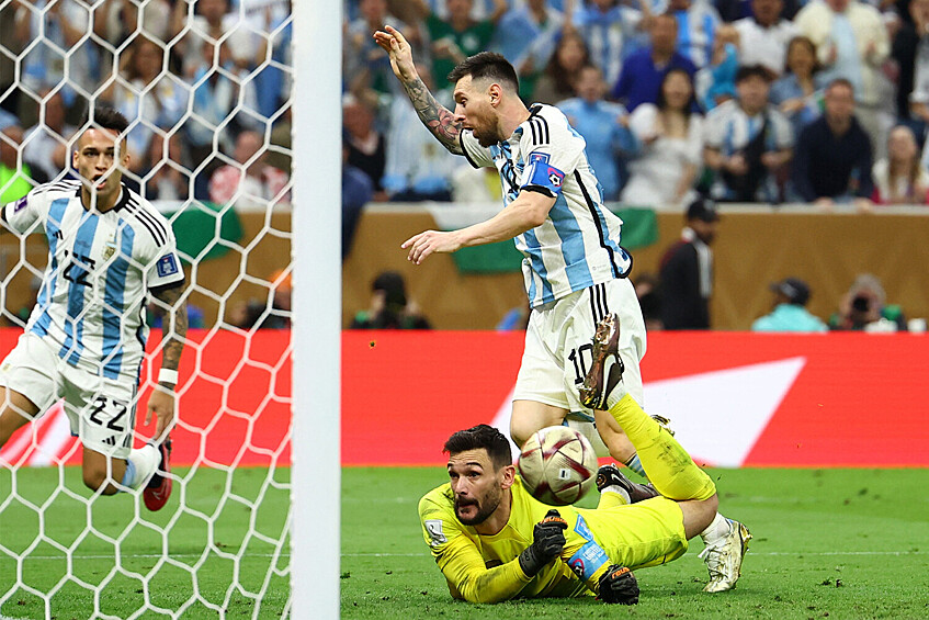 Во время финального матча между сборными Аргентины и Франции, 18 декабря 2022 года