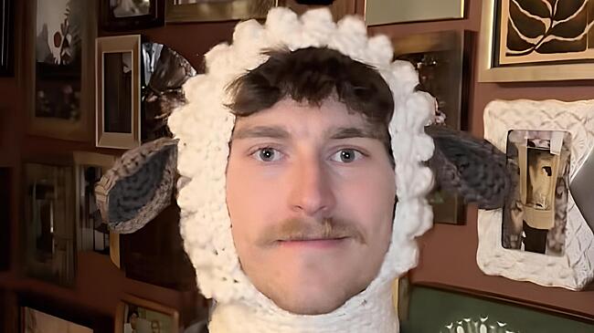 Мужчина примерил связанные женой шапки и восхитил пользователей Сети