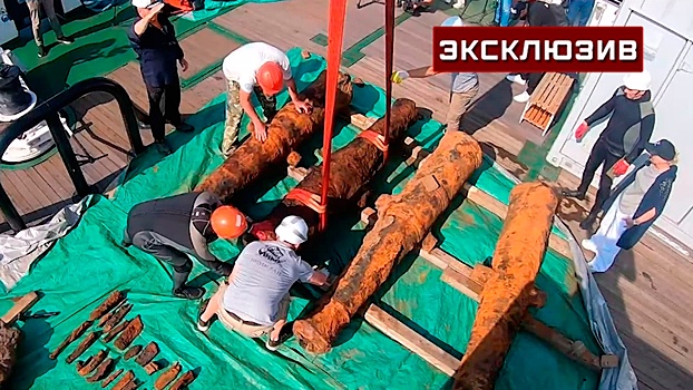 Со дна Финского залива подняли пушки корабля «Портсмут» времен Петра I