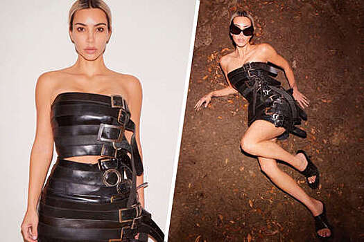 Ким Кардашьян легла в грязь ради фото в платье-мини